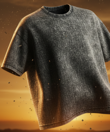 oversized premium t shirt loop knit design black (copy)