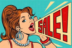 woman announcing sale by studiostoks on @creativemarket