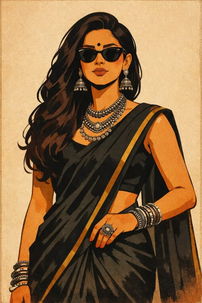 Home women wearing traditional saree